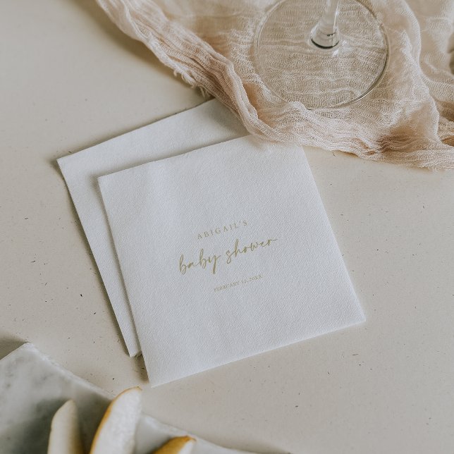 Calligraphy Modern Elegant Gold Baby Shower  Napkins (Creator Uploaded)