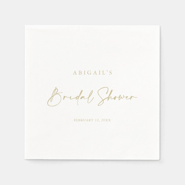 Calligraphy Modern Elegant Gold Bridal Shower   Napkins (Front)