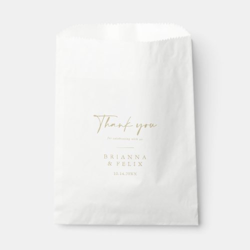 Calligraphy Modern Elegant Gold Thank You Wedding  Favor Bag