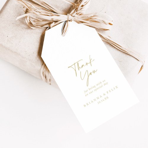 Calligraphy Modern Elegant Gold Wedding Thank You  Gift Tags