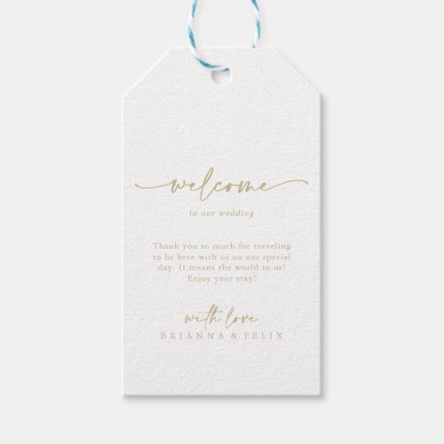 Calligraphy Modern Elegant Gold Wedding Welcome  Gift Tags