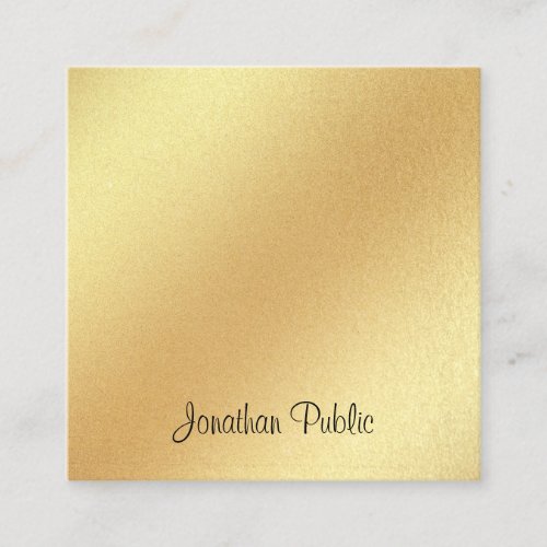 Calligraphy Modern Faux Gold Glitter Hand Script Square Business Card