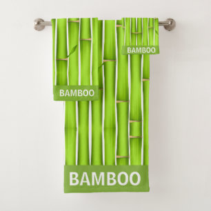 Calligraphy Modern Lucky Green Bamboo Sticks Bath Towel Set
