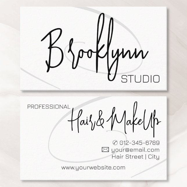 Calligraphy Modern Professional Hair Salon Twirl Business Card (Creator Uploaded)