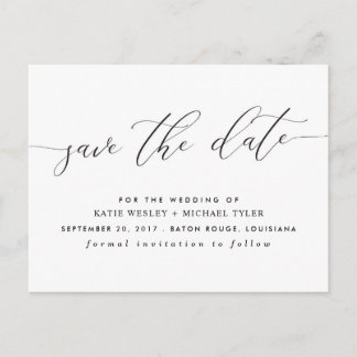 Calligraphy Modern Save the Date Announcement Postcard