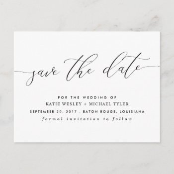 Calligraphy Modern Save The Date Announcement Postcard by fancypaperie at Zazzle