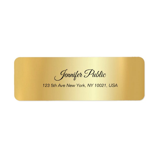 Calligraphy Modern Script Elegant Gold Clean Label (Front)