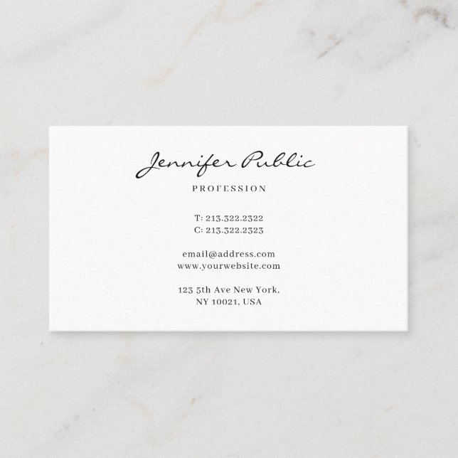 Calligraphy Modern Simple Professional Trendy Business Card (Front)