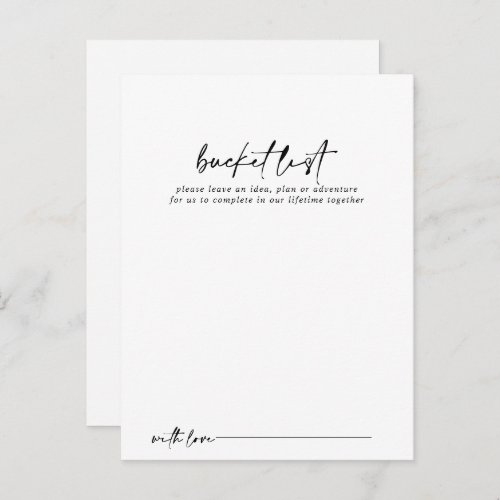 Calligraphy Modern Wedding Bucket List Cards