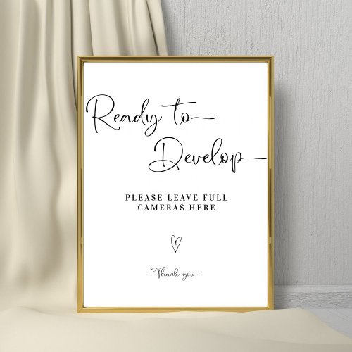 Calligraphy Modern Wedding Disposable Camera Sign