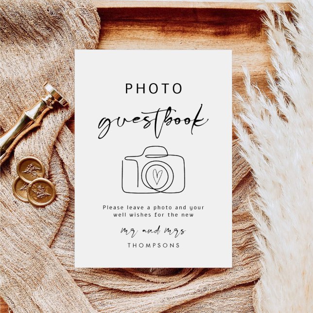Calligraphy Modern Wedding Photo Guestbook Sign (Creator Uploaded)