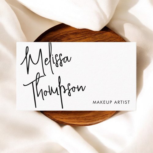 Calligraphy Modern White Minimalist Business Card