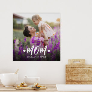 Calligraphy Mom Personalized Faux Canvas Photo Pri