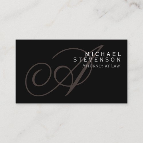 Calligraphy Monogram Attorney at Law Business Card