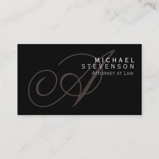 Calligraphy Monogram Attorney at Law Business Card (Front)
