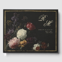 Calligraphy Monogram Black Romantic Flowers