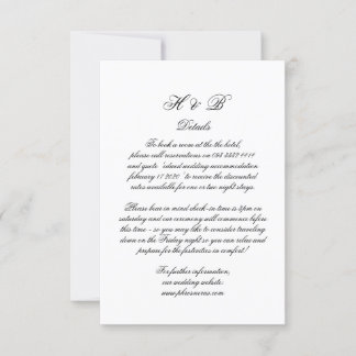 Calligraphy Monogram Black & White Formal Details RSVP Card