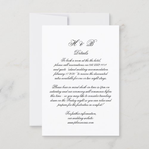 Calligraphy Monogram Black  White Formal Details RSVP Card