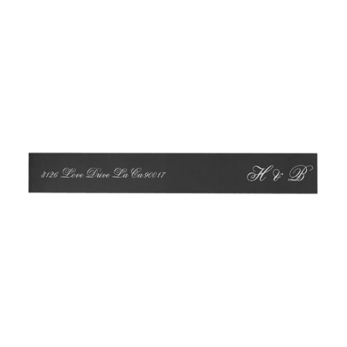 Calligraphy Monogram Black  White Formal Wedding Wrap Around Label