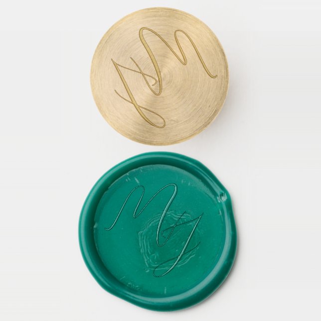 Calligraphy Monogram Elegant Two Letters Wedding Wax Seal Stamp (Stamped)