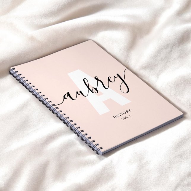 Calligraphy Monogram Girly Blush Pink Notebook (Creator Uploaded)