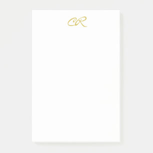 Calligraphy Monogram Gold Color Plain Modern Post-it Notes