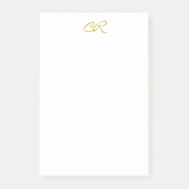 Calligraphy Monogram Gold Color Plain Modern Post-it Notes (Front)