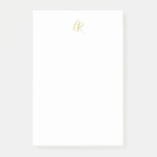 Calligraphy Monogram Gold Color Plain Modern Post-it Notes