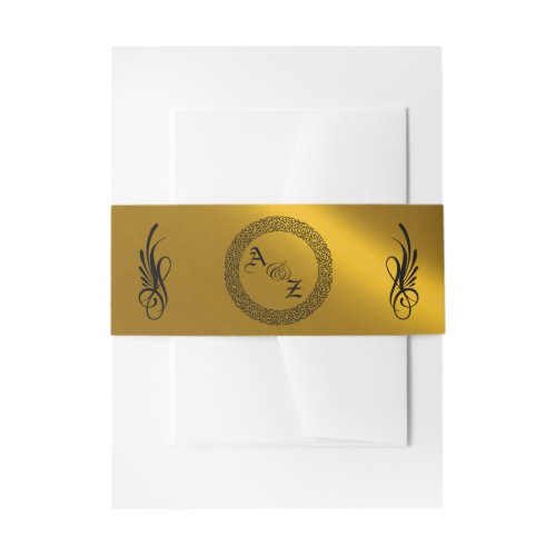 Calligraphy Monogram - Gold Invitation Belly Band