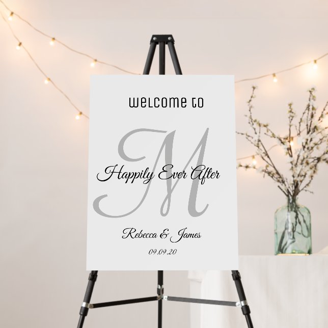Calligraphy Monogram Happily Ever After Party Foam Board (In Situ (Stand))