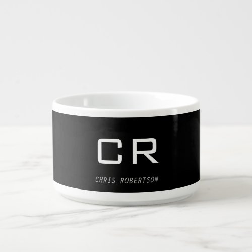 Calligraphy Monogram Name Black White Custom Gift Bowl