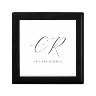 Calligraphy Monogram Name Black White Custom Gift Box