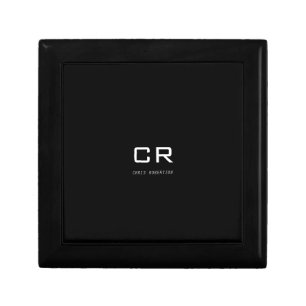 Calligraphy Monogram Name Black White Custom Gift Box