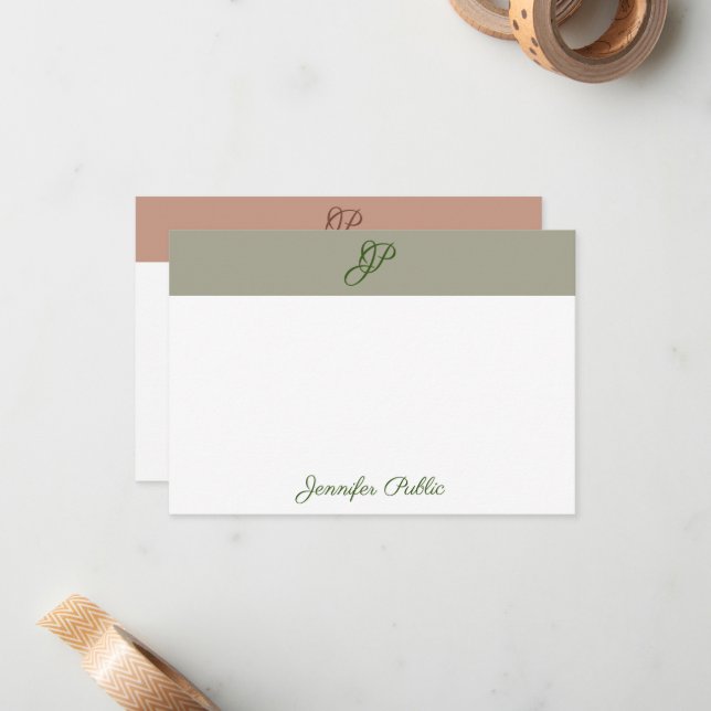Calligraphy Monogram Name Elegant Colors Template (Front/Back In Situ)
