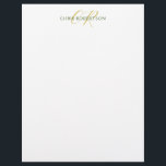 Calligraphy Monogram Name Gold Black White Custom Letterhead<br><div class="desc">It will immediately attract attention with its minimalist and modern design.</div>