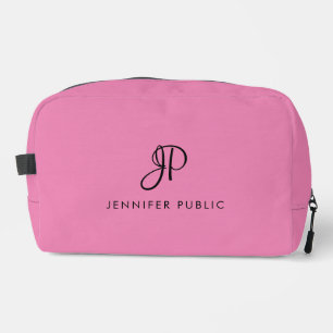 Calligraphy Monogram Pink Template Modern Cute Dopp Kit