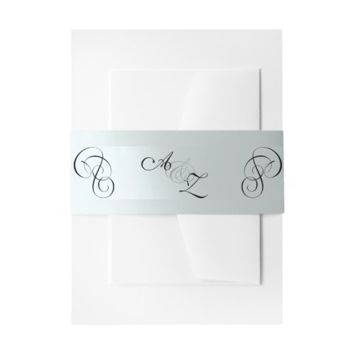 Calligraphy Monogram - Silver Invitation Belly Band