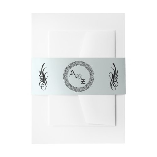 Calligraphy Monogram - Silver Invitation Belly Band