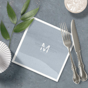 Calligraphy Monogram Wedding Dusty Blue ID771 Napkins