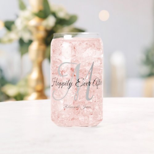 Calligraphy Monogrammed Happily Ever After Party Can Glass