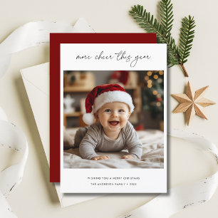 Calligraphy More Cheer this Year Christmas Baby Holiday Card