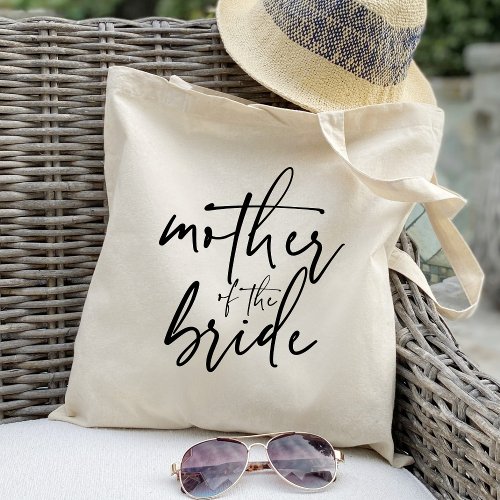 Calligraphy mother of the bride chic wedding favor tote bag