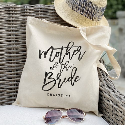 Calligraphy mother of the bride tote bag