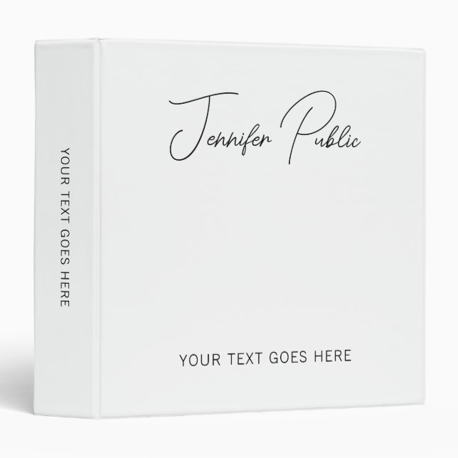 Calligraphy Name Add Script Text Logo Here 3 Ring Binder (Front/Spine)