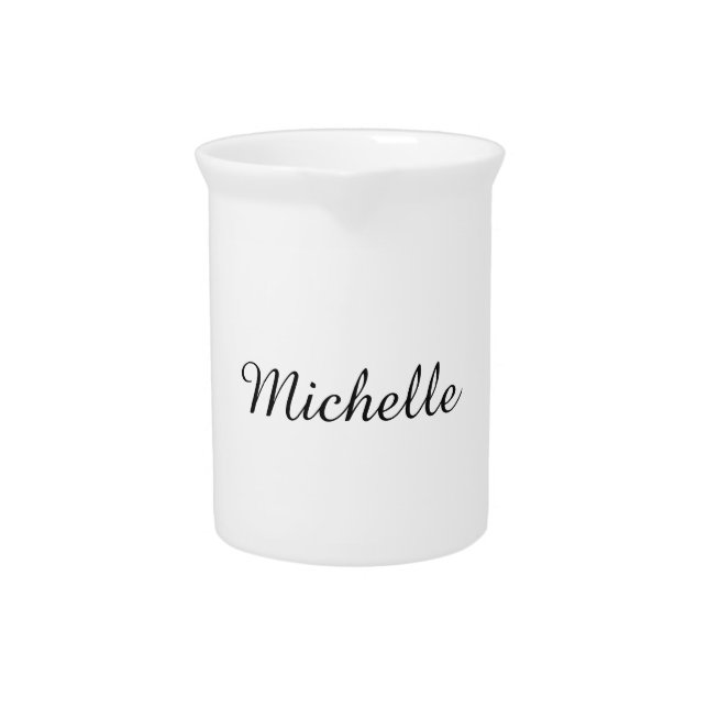 Calligraphy Name Creative Trendy White  Beverage Pitcher (Front)