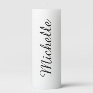 Calligraphy Name Creative Trendy White Pillar Candle