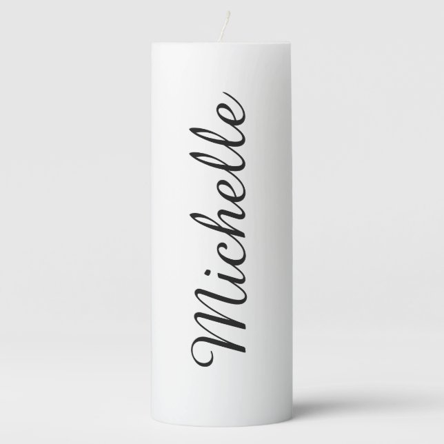 Calligraphy Name Creative Trendy White  Pillar Candle (Front)