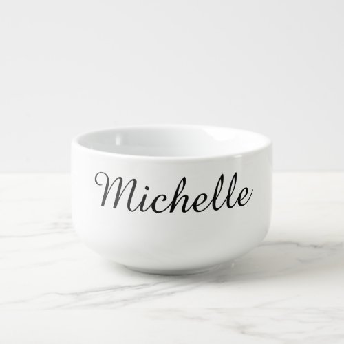Calligraphy Name Creative Trendy White  Soup Mug