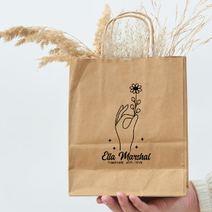 Calligraphy Name Elegant Handmade Daisy Business Rubber Stamp