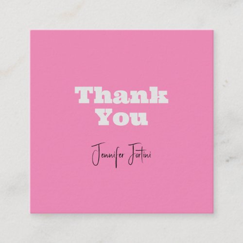 Calligraphy Name Elegant Pink Plain Thank You Enclosure Card